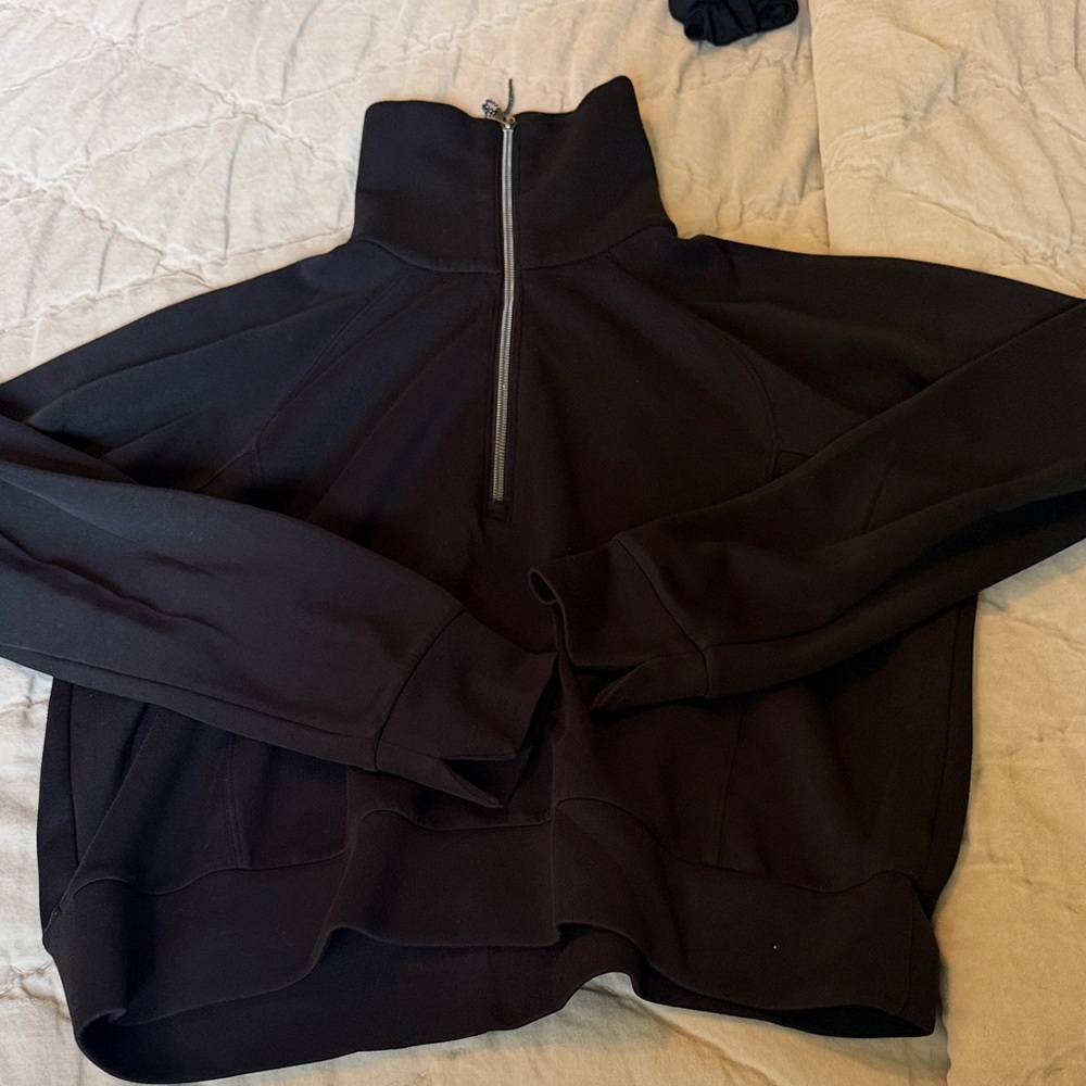 SPANX Black Zip-Front Pullover